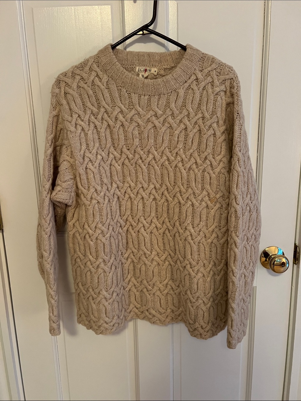 Vintage J. Crew Beige Oatmeal Cable Knit Crewneck Sweater